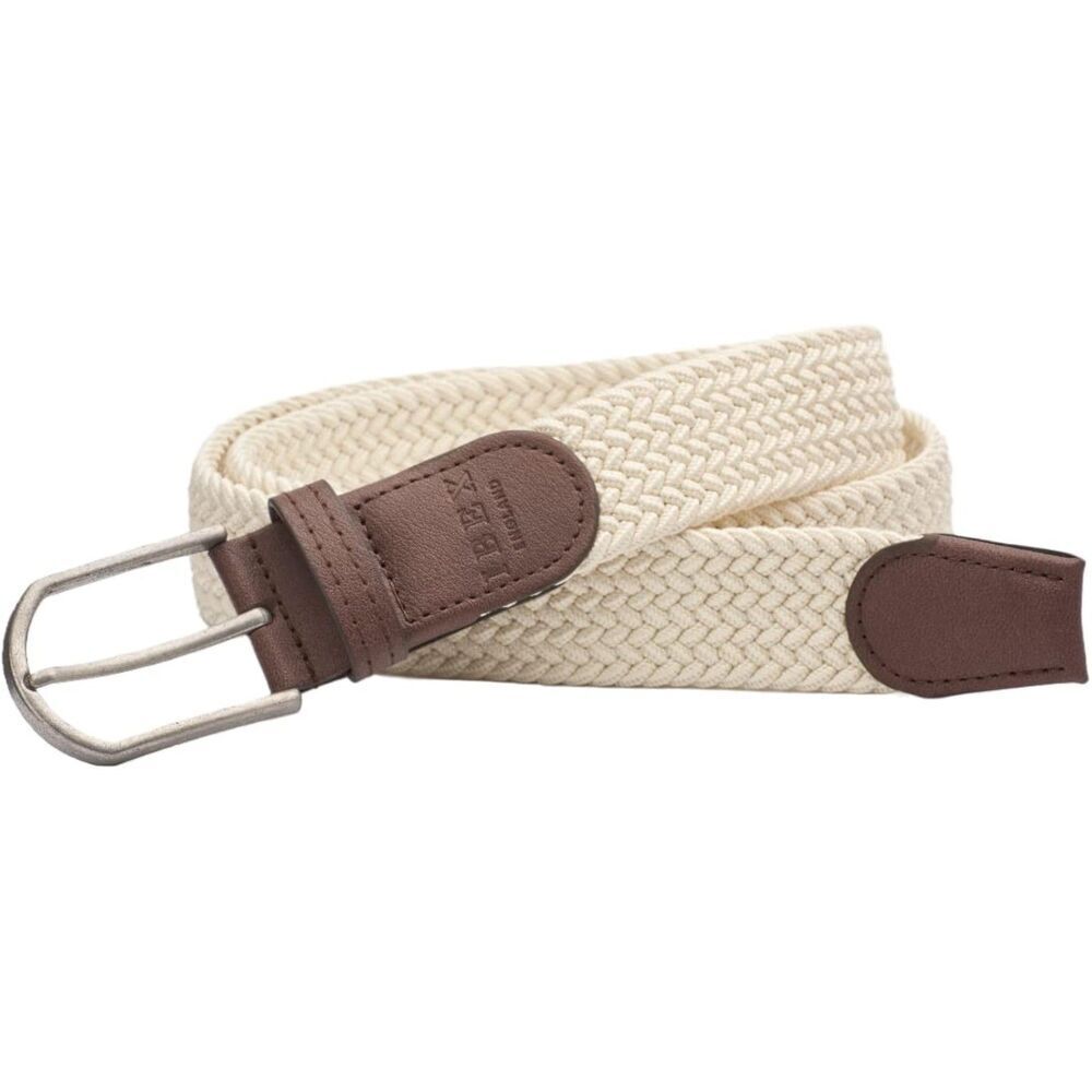 NWT IBEX Womens Beige Brown Woven Eco Friendly Recycled Stretch Belt Size Medium